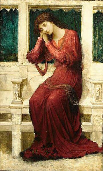 John Melhuish Strudwick When Sorrow comes to Summerday Roses bloom in Vain oil painting picture